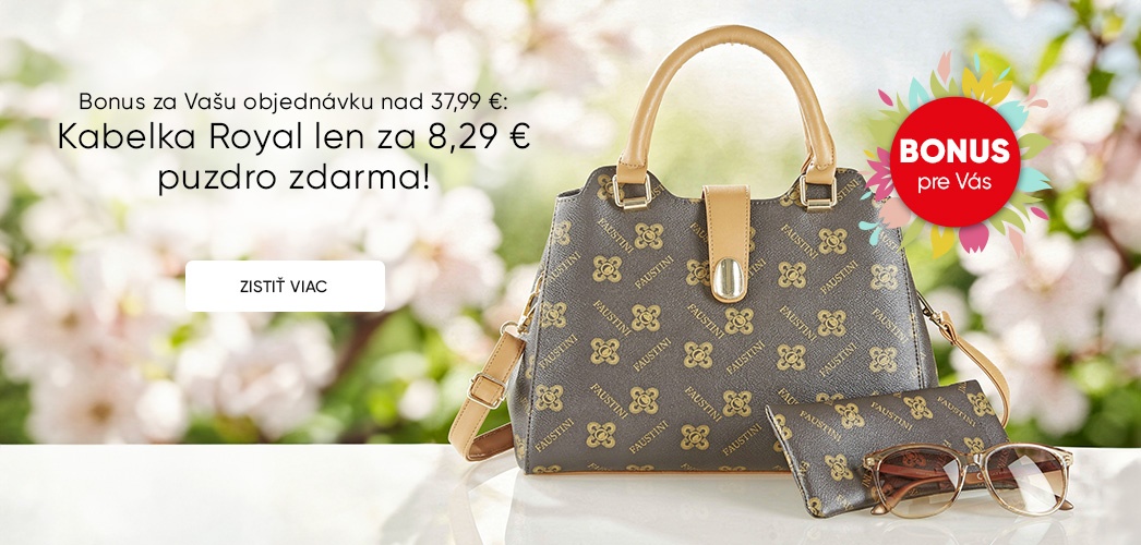 Mimoriadna ponuka za objednávku nad 37,99 €: nádherná kabelka Royal len za 8,29 €, puzdro ZDARMA!